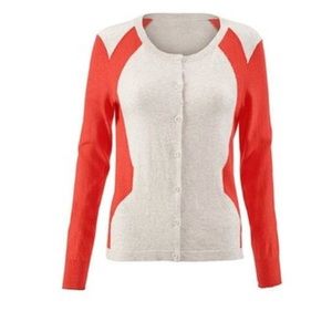 CAbi Cream Orange Hourglass Colorblock Cardigan